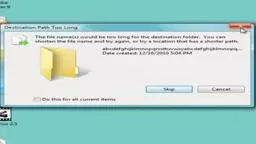 total path and filename length must not exceed 260 character