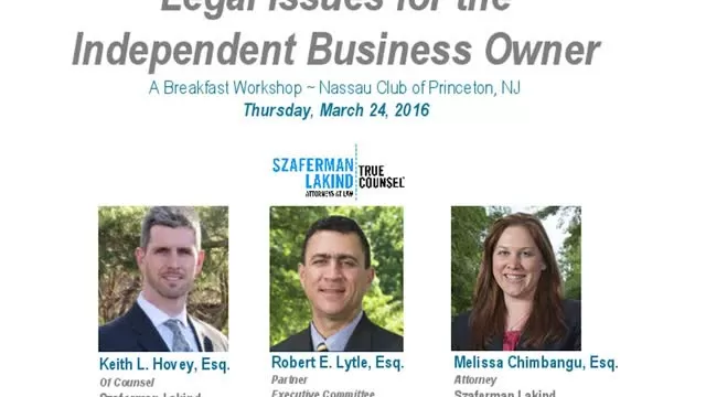 'Small Business Legal Challenges' with Princeton
