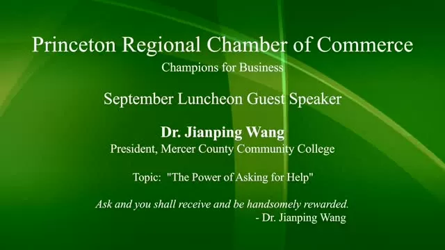 The Power of Asking for Help 2 September Speaker Princeton Regional Chamber of Commerce