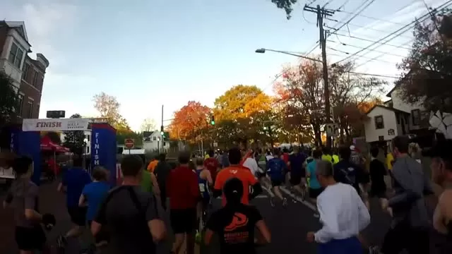 Princeton Half 2016 with a GoPro on a head strap.