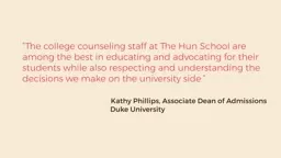 College Counseling at The Hun School of Princeton