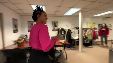 Melissa Tenzer and LaKeisha Sutton pick out an outfit from the DFSCNJ Boutique