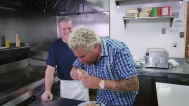 Guy Fieri Eats a SERIOUS Jalapeño Bagel Plainfield NJ Diners, Drive Ins and Dives Food Network