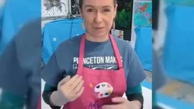 Adriana Groza Making of Largest Ever Fluid artwork  Giant Painting 5 x 8 ft   no brushes