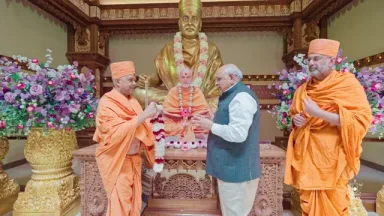 Chief Minister of Gujarat Bhupendrabhai Patel Visits BAPS Swaminarayan Akshardham, New Jersey, USA