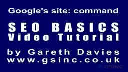 Search Engine Optimization Tutorial - Google Site Command